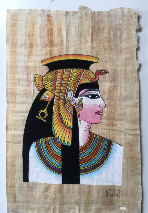 Queen Cleopatra Papyrus Painting Egyptian Art Caravan
