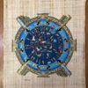 Handmade Egyptian papyrus painting showcasing the 12 zodiac signs with astrology symbols and ancient Egyptian motifs, perfect for spiritual and mystical home décor